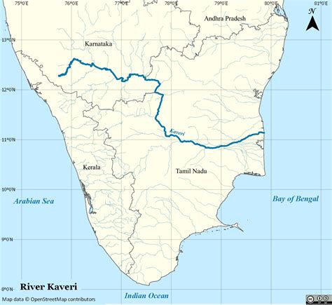 Karnataka, state of india, located on the western coast of the subcontinent. File:River Cauvery EN.png - Wikimedia Commons