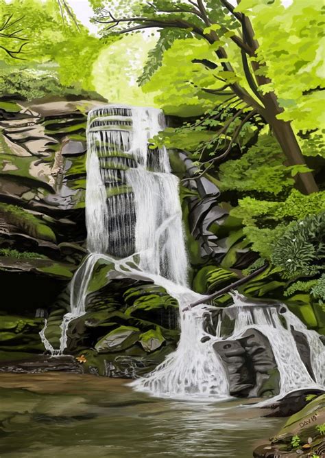The Waterfall Digital Painting Digital Painting Digital Artist Digital