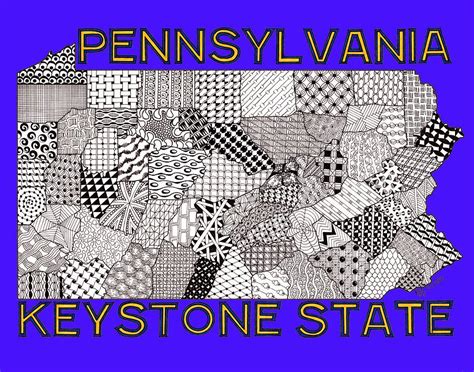 Pennsylvania Map Blue Drawing By Rebecca Jayne Pixels