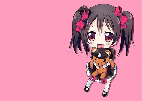Chibi Cute Twin Tails Long Hair Nice Twintails Adorable Female Brown Eyes Sweet Ribbon