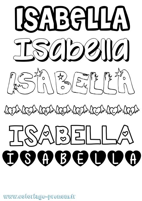 Coloriage du prénom Isabella : à Imprimer ou Télécharger facilement