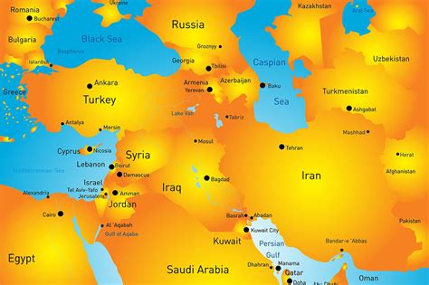 Map Of Middle East Countries Custom Designed Illustrations Creative
