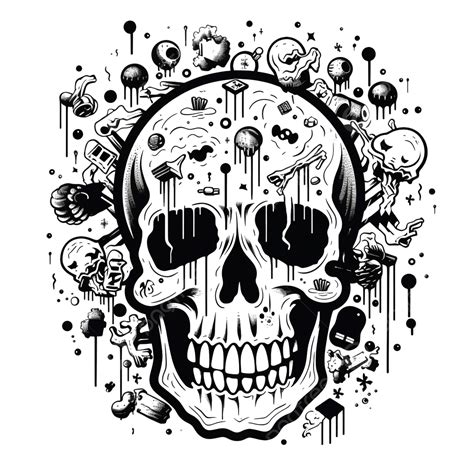 Skull Halloween Concept Doodle Style Vector Design Illustration