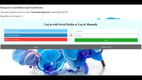 How To Create A Social Media Login Form Using Html And Css Youtube