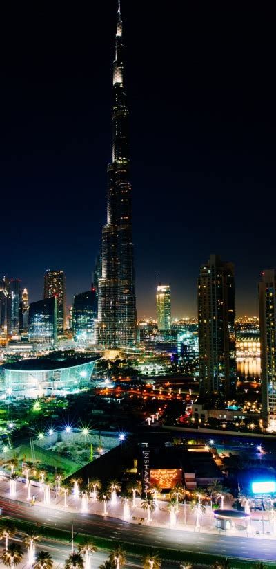 Man Made Dubai Cityscape Night City Light Building 1440x2960