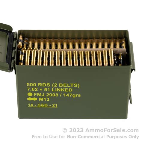 500 Rounds Of Discount 147gr Fmj M80 762x51 Linked Ammo For Sale By