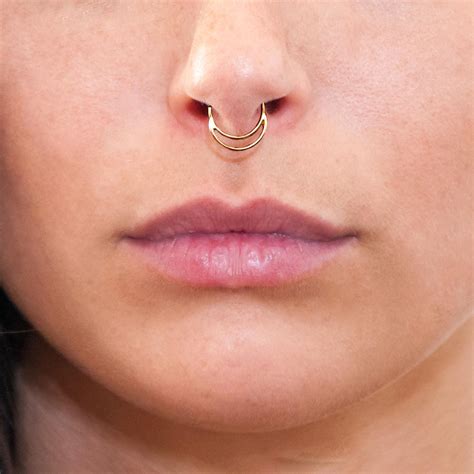18k Piercing Moon Septum Ring Septum Nose Ring Septum Etsy
