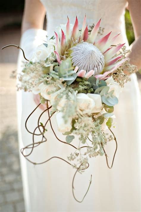 22 Tropical King Protea Wedding Bouquets Ideas