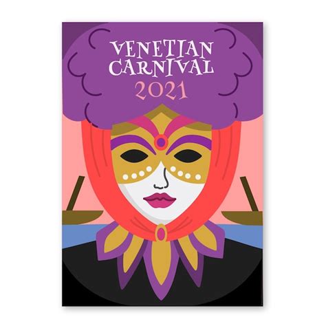 Free Vector Carnival Venetian Mask Hand Drawn Poster Template