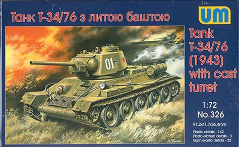 Tank T 34 76 With A Turret 1943 Wwii 172 Scale Plastic Model Kit