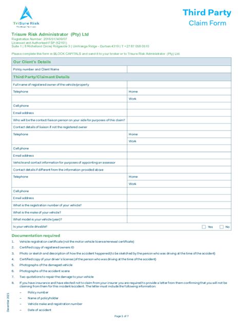 Fillable Online Third Party Claim Form Fax Email Print Pdffiller
