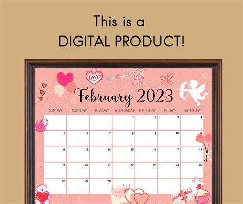 Editable February 2023 Calendar Sweet Valentine 2023 Planner Etsy Uk