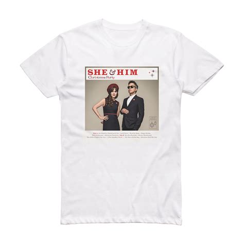 She And Him Christmas Party Album Cover T Shirt White Album Cover T Shirts