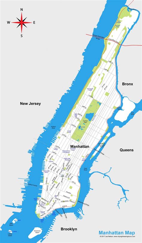 Manhattan Plattegrond Van De Stad Manhattan Afdrukbare Plattegrond