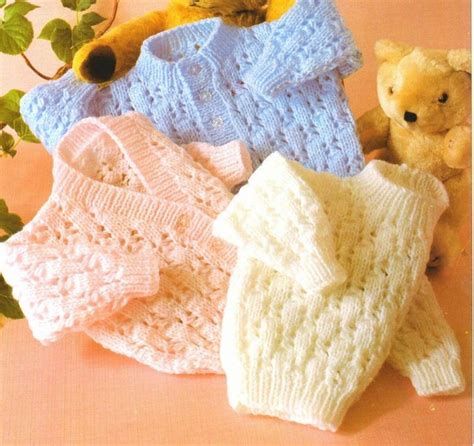 Pdf Digital Download Vintage Knitting Pattern Baby Eyelet Cardigan