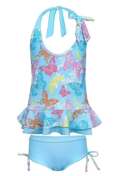 Girls Frill Tankini Set Ruched Boyleg Set