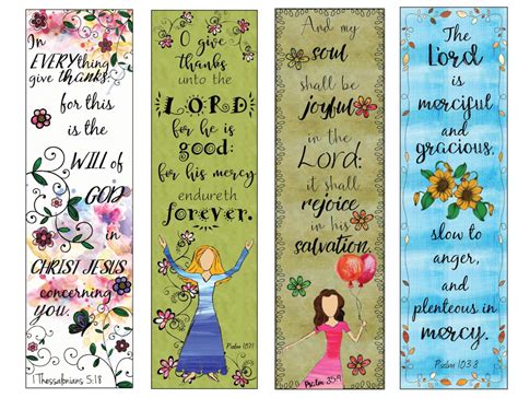 Bible Verse Bookmarks On Thankfulness Diy Full Color Print And Cut Etsy