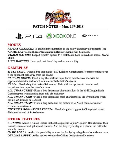 Eventhubs kindly posted some other patch notes too as seen dragon ball fighterz new mechanics. Here's The Dragon Ball FighterZ Patch Notes For Tomorrow's Update - Ou