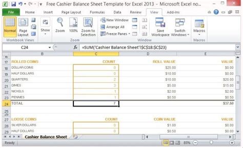 Free Cashier Balance Sheet Template For Excel