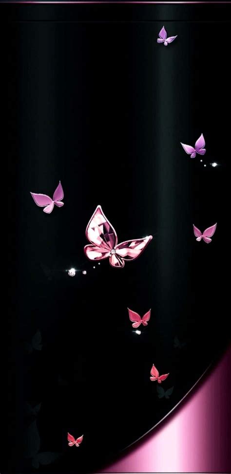 Download Black And Pink Iphone Glowing Butterflies Wallpaper