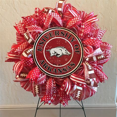 University Of Arkansas Razorback Wreath Etsy Work Wreath Razorback