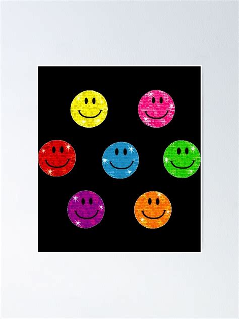 Shiny Smiley Face Stickers Sticker Poster For Sale By Lolasalina