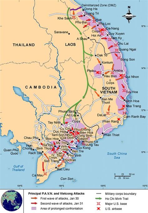 Map Of The Tet Offensive During The Vietnam War Flashback