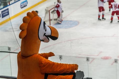 Ice Hockey Mascot Watching Game Editorial Image Image Of Hokey Happy