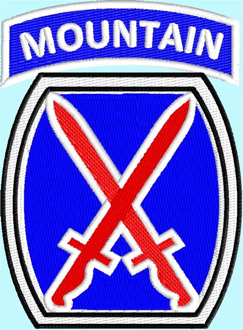 10th Mountain Division Badge 3 Size Pack Digitized Machine Embroidery