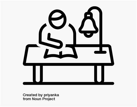 Stick Figure Studying Book At A Desk With A Lamp Class