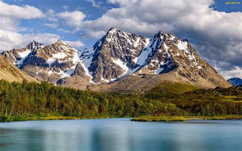 Tapety Zdjęcia Góry Lyngen Alps Norwegia Chmury Ośnieżone