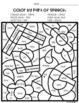 Hover over an image to see what the pdf looks like. Parts of Speech Spring Coloring Pages by SeriousGiggles | TpT