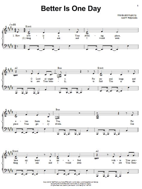 He released an album in june this year, and has a few viral parody songs such. Better Is One Day | Sheet Music Direct