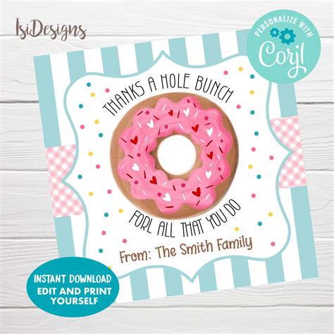 Teacher Appreciation Week Gift Tag Donut Teacher Editable Etsy Artofit