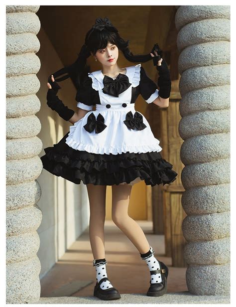 Maid Outfit Sweet Lolita Dress Cosplay Maid Costume Short Etsy