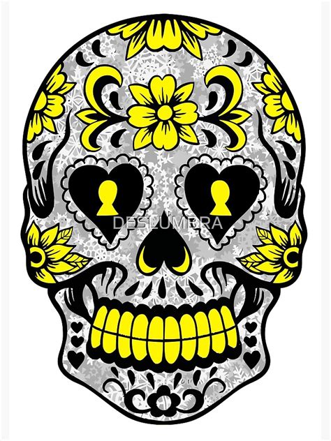 Mexican Skull Yellow Art Tatooman Calavera El Dia De Los Muertos