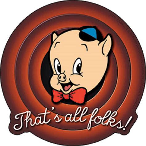Looney Tunes Porky Pig Thats All Folks Sticker Officially Licensed