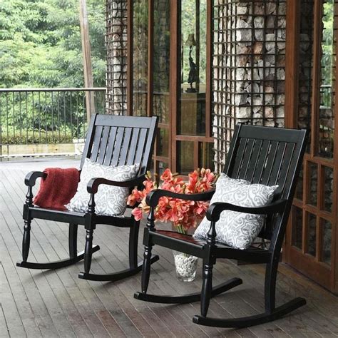 Cambridge Casual Bonn Black Wood Frame Rocking Chairs With No Fabric