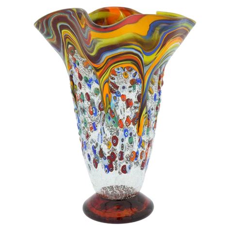 Murano Glass Vases Murano Millefiori Fazzoletto Vase Multicolor