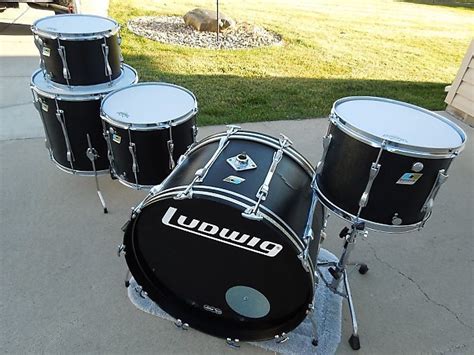 Ludwig Black Panther Drum Set 1970s Vintage Huge Drums