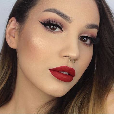 Red Lips Eye Makeup And Piercing Inspiring Ladies Red Lipstick