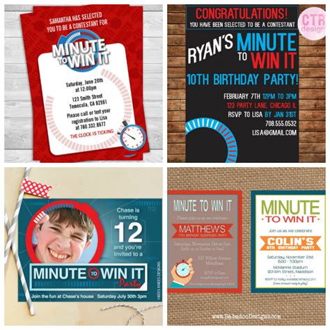 You'll find an overflowing gallery of options in assorted styles and designs, and our templates will guide you through the simple creating process in minutes. 10 Awesome Minute to Win It Party Games (With images) | Kids party games, Birthday party games ...