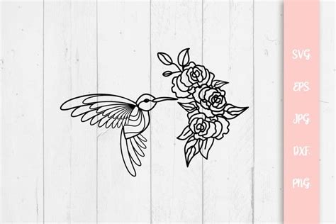 Hummingbird With Roses Svg File