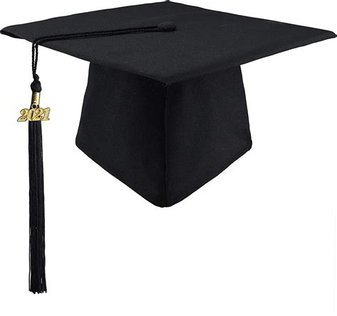 Unisex Black Matte Adults Graduation Cap With 2021 Tassel