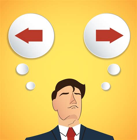 Businessman Try To Make Decision Left Or Right 531828 Vector Art At