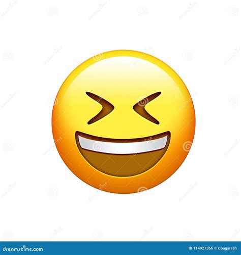 Emoji Yellow Face Laughing Out Loud With Eyes Closed Icon Stock Photo