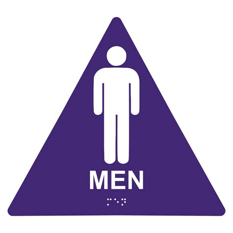 Men Restroom Triangle Economy Ada Signs With Braille Winmark Stamp