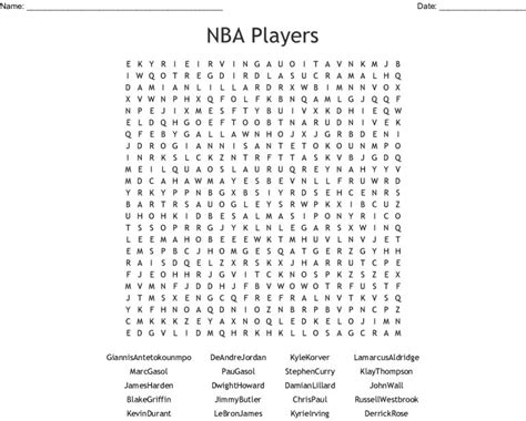 Nba Players Word Search Wordmint Word Search Printable