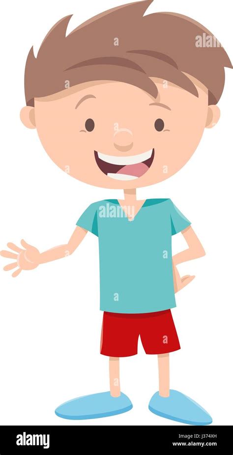 Cartoon Illustration Of Happy Little Boy Character Stock Vector Image