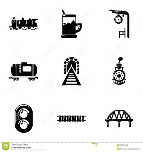 Railway Icons Set Simple Style Stock Vector Illustration Of Simple